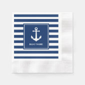 Name des Schiffes Vintager Wasseranker Blaue Strei Serviette (Vorderseite)