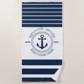 Name des Schiffes Willkommen im Anker & Seil Strandtuch (Vorderseite)