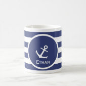 Name des Schiffs Anker Blau und Weiß Streifen Kaffeetasse (Mittel)