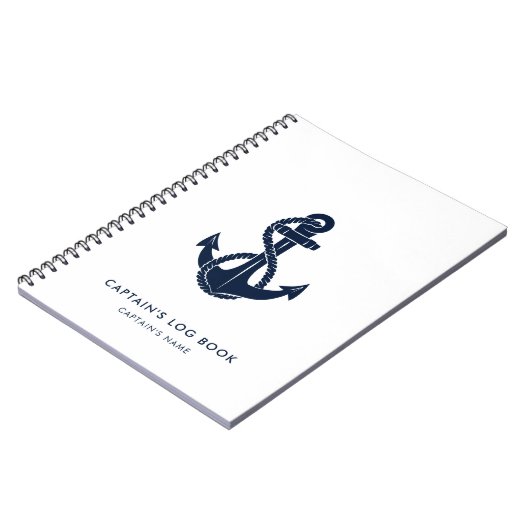 Name des Schiffs des Schiffs "Nautic Anchor Navy B Notizblock (Linke Seite)