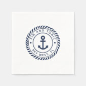 Name des Schiffs mit dem Logo "Navy & White Anchor Serviette (Vorderseite)