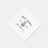 Name des Schiffs mit dem Logo "Navy & White Rustic Serviette (Ecke)