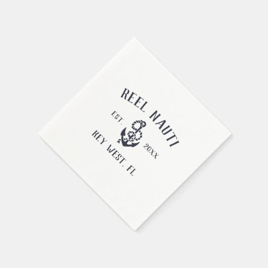 Name des Schiffs mit dem Logo "Navy & White Rustic Serviette (Ecke)