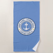 Name des Schiffs - oder jeder Text auf Blue Strandtuch (Vorderseite)