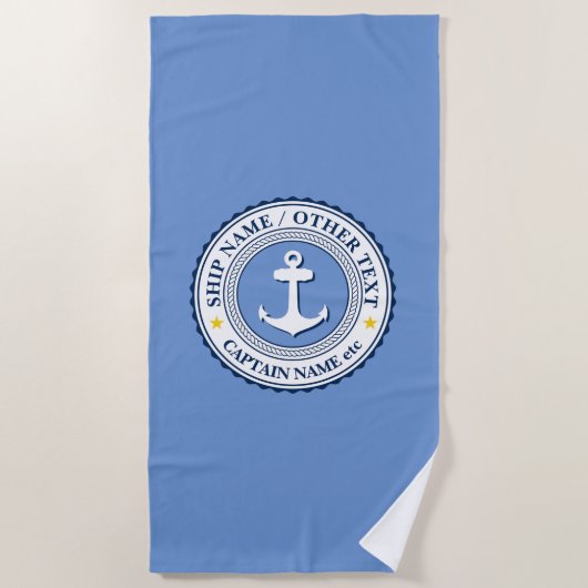 Name des Schiffs - oder jeder Text auf Blue Strandtuch (Vorderseite)