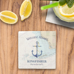 Name des Schiffs und des Schiffs im Westen Steinuntersetzer