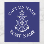 Name des Schiffskapitäns Marine Seemann Weinetikett (Einzelnes Label)