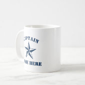Name des Schiffskapitäns personalisiert Kaffeetasse (Vorderseite Links)