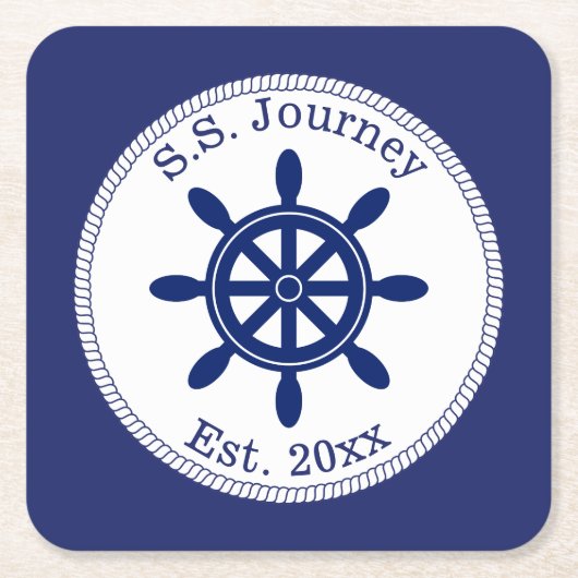 Name des Schiffskapitäns Rechteckiger Pappuntersetzer (Vorderseite)
