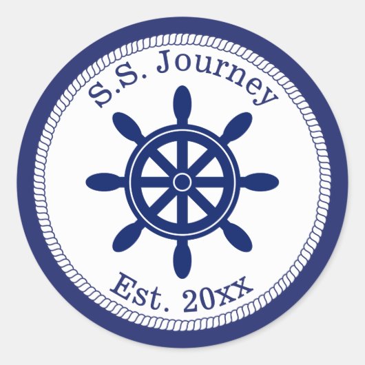 Name des Schiffskapitäns Runder Aufkleber (Vorderseite)