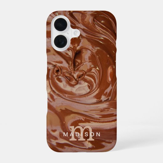 Name des Schokolade-Lover-Monogramms iPhone 16 Hülle (Rückseite)