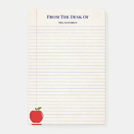 Name des Schullehrers Apple Lined Post-it Klebezettel
