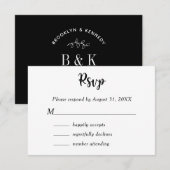 Name des Schwarz-weißen botanischen Monogrammes RSVP Karte (Vorne/Hinten)