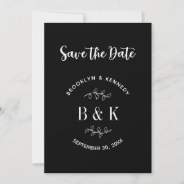 Name des Schwarz-weißen botanischen Monogrammes Save The Date
