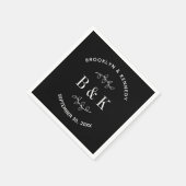 Name des Schwarz-weißen botanischen Monogrammes Serviette (Ecke)