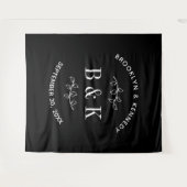 Name des Schwarz-weißen botanischen Monogrammes Wandteppich (Vorderseite (Horizontal))