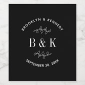 Name des Schwarz-weißen botanischen Monogrammes Weinetikett (Einzelnes Label)