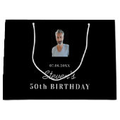 Name des Schwarz-weißen Fotos Große Geschenktüte (Vorderseite)