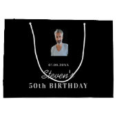 Name des Schwarz-weißen Fotos Große Geschenktüte (Rückseite)