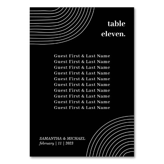 Name des Schwarz-weißen Gästebuchs Simple Geometri Tischnummer (Vorderseite)