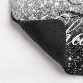 Name des Schwarz-weißen Glitzer Girl Script Monogr Mousepad (Ecke)