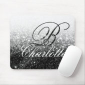 Name des Schwarz-weißen Glitzer Girl Script Monogr Mousepad (Mit Mouse)