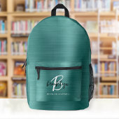 Name des Schwarz-weißen Monogramms aus aquamarin g Bedruckter Rucksack