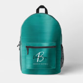 Name des Schwarz-weißen Monogramms aus aquamarin g Bedruckter Rucksack (Vorderseite)