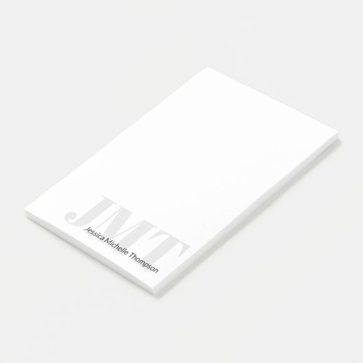 Name des Schwarz-weißen oder grauen Monogramms Post-it Klebezettel (angewinkelt)