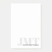 Name des Schwarz-weißen oder grauen Monogramms Post-it Klebezettel (Vorderseite)