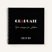 Name des Schwarz-weißen roten Abschlusses Notizblock (Vorderseite)