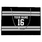 Name des Schwarz-weißen Teams Jersey Große Geschenktüte (Rückseite)
