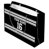 Name des Schwarz-weißen Teams Jersey Große Geschenktüte (Rückseite Schrägansicht)
