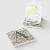 Name des Schwarz-weißen und Glitzer-Gold-Monogramm Steinuntersetzer (Seitenansicht)