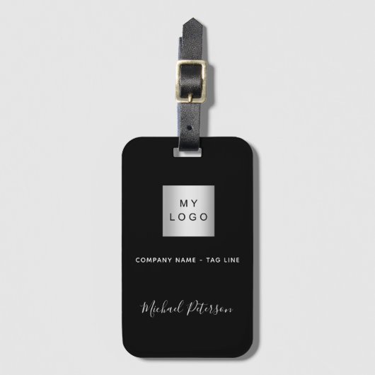 Name des Schwarz-weißen Unternehmens Gepäckanhänger (Vorderseite Vertikal)