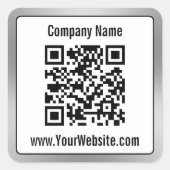 Name des Schwarz-weißen Unternehmens QR-Code Quadratischer Aufkleber (Vorderseite)