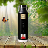 Name des schwarzen Firmenlogos Foto Trinkflasche
