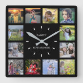 Name des schwarzen Fotos der modernen schwarzen Fa Quadratische Wanduhr (Vorderseite)