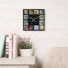 Name des schwarzen Fotos der modernen schwarzen Fa Quadratische Wanduhr