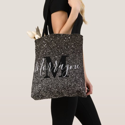 Name des schwarzen Glitzer Sparkle Glam Chic Monog Tasche (Von Nahem)