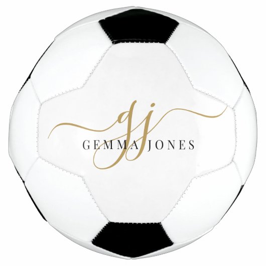 Name des Schwarzen Gold Monogram-Skriptnamens Fußball (Vorderseite)