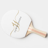 Name des Schwarzen Gold Monogram-Skriptnamens Tischtennis Schläger (Seitenansicht)