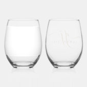 Name des Schwarzen Gold Monogram-Skriptnamens Weinglas Ohne Stiel (Rückseite)