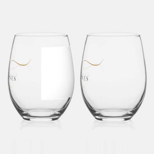 Name des Schwarzen Gold Monogram-Skriptnamens Weinglas Ohne Stiel (Links)