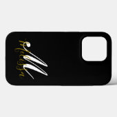 Name des Schwarzen Gold- und Weißmonogramms Case-Mate iPhone Hülle (Rückseite (Horizontal))