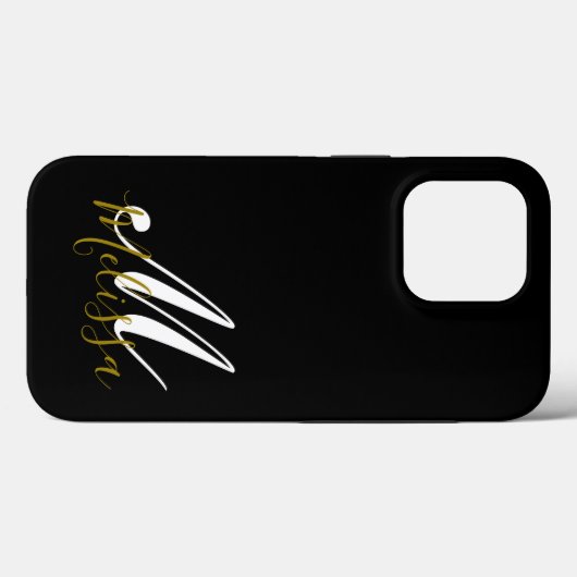 Name des Schwarzen Gold- und Weißmonogramms Case-Mate iPhone Hülle (Rückseite (Horizontal))