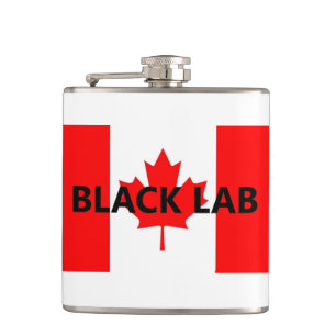 Name des schwarzen Labors Kanadische Flagge Flachmann