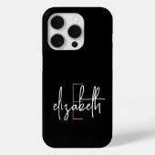 Name des Schwarzen Monogramms Case-Mate iPhone Hülle (Rückseite)