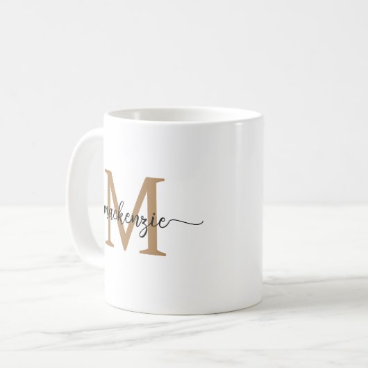 Name des schwarzen Monogramms für Skripte Elegant Kaffeetasse (Vorderseite Links)