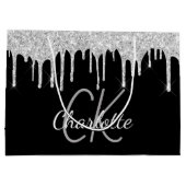 Name des Schwarzen Monogramms modern Große Geschenktüte (Rückseite)